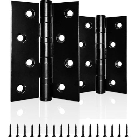 1 Pair Heavy Duty Ball Bearing Door Hinges Stainless Steel Chrome Plated for Wood Interior Exterior Black (1/4)
