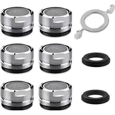 Mousseur Robinet M24-6 Pièces Aerateur Robinet Avec Filtre En Acier Inoxydable Et Abs Chromée Pour Robinet Lavabo De Salle De Bain Et Cuisine (1/3)