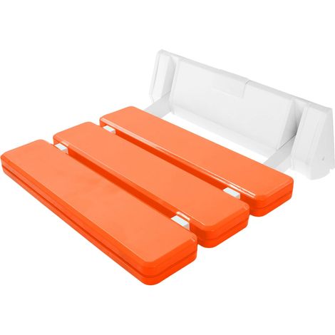 Wall Mounted Folding Shower Seat Foldable Shower Seating Chair Folding Bath Seat, up to 130 kg, 32 x 34 x 10 cm, Orange