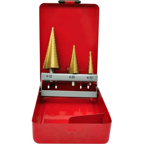 Set di 3 punte coniche a gradini HSS frese a gradini trapani da officina 020004075