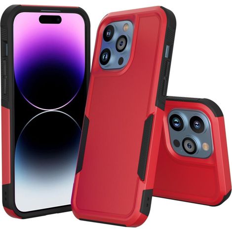 Custodia Xhy per iPhone 14 Pro – Robusta, resistente, antiurto, custodia protettiva 2 in 1 di livello militare, copertura completa, TPU rimovibile, rosso/nero. (1/2)