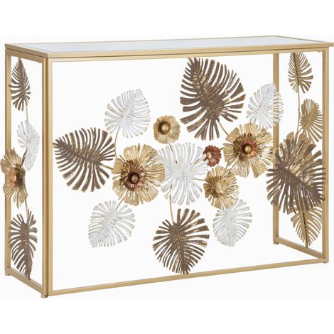 Console Design en Métal "Floris" 113 Or & Blanc