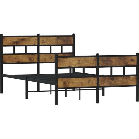 Estructura de cama sin colchón metal roble ahumado 120x190 cm vidaXL