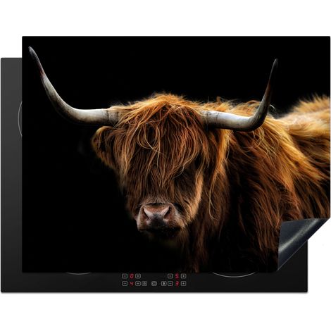 Induction Hob Protector Scottish Highlander - Horns - Black - Animals - Nature - Wild - Cow 77x59 cm