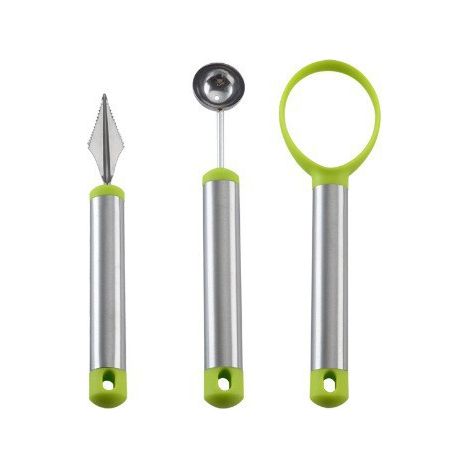 SHINING HOUSE Juego de 3 herramientas para tallar frutas, cuchillo para tallar frutas, sacabolas de manzana, cuchara para sacar bolas de melón de acero inoxidable para cocina (1/4)