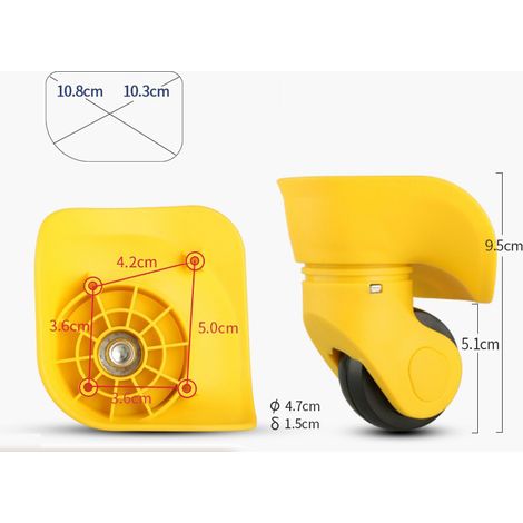Paire de roulettes de valise universelles de rechange durables en caoutchouc silencieux multidirectionnelles pour roues de réparation de rechange valise bagages (2pcs)Grand jaune