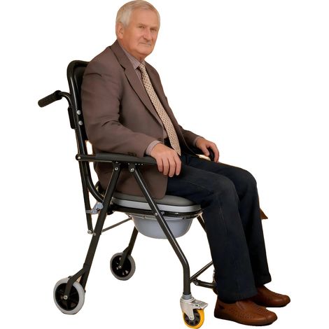 Silla de ruedas para ducha, capacidad de carga de 150 kg, altura del asiento de 50 cm, dimensiones totales 6258102 cm, tamaño del cojín 5347 cm, grosor del cojín 40 mm (1/5)