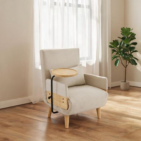 Fauteuil convertible 3-en-1 beige 223 cm avec tablette (1/5)
