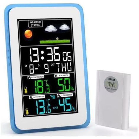 Station Meteo Interieur Exterieur Sans Fil,Station Météo Sans Fil,Thermomètre Hygromètre Baromètre Intérieure Extérieure avec Capteur LED Ecran Rétro-éclairage Horloge 10 Fonctions en Une (1/5)