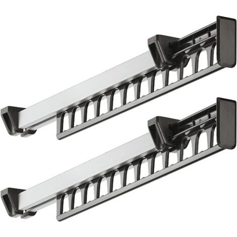 QORVA-Lot de 2 312 mm Porte-vêtements Armoire Garde-Robe Extractible Coulissant pour Cintre Support Portemanteau for pour 12 Cintres Longueur (1/5)