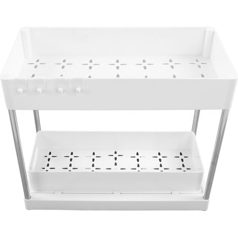 Untertisch-Organizer, großes Fassungsvermögen, ausziehbare Aufbewahrungskörbe, für Bad, Küche, Kleiderschrank, Waschküche, Büro, weiß (1/5)