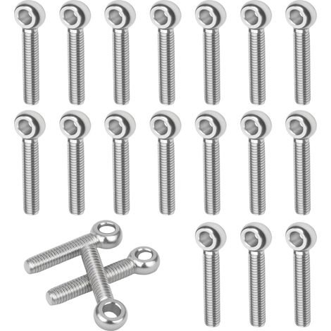 20 Pièces 304 Inox Acier Fileté Œil Boulons, 20 mm Boulons à Oeil M5, Stable et Durable Anneaux à Vis Anti Résistance, pour Machine à Épaule, Fabrication Automobile, Jardin Décoration, Lustre, Clôture (1/5)