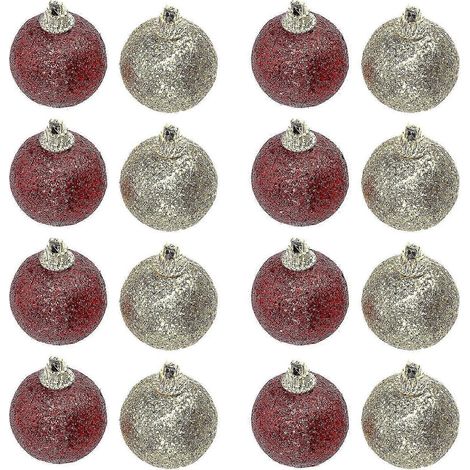 Boules décoratives de Noël, ornements pour la décoration murale, 4 x 4 x 4 cm, lot de 32. (1/5)