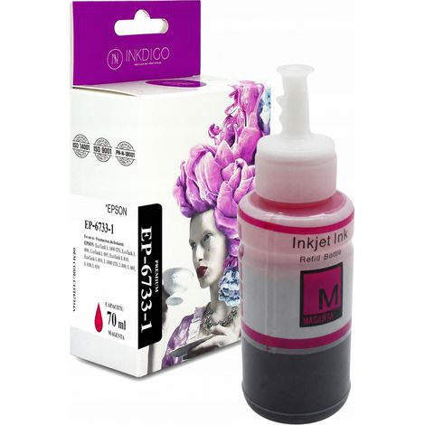 Inchiostro Inkdigo T6733 compatibile con le stampanti Epson EcoTank L1800ITS L805 L810 L1800ITS, certificato TÜV. (1/5)