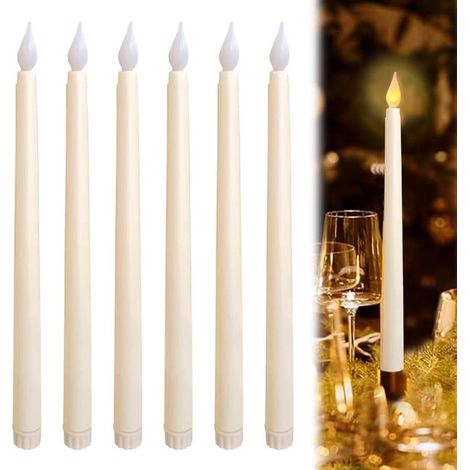 6-Piece Electric Flashing Flame LED Candlesticks, Decorative Artificial Candles, White LED Candles, Suitable for Easter, Birthdays, and Christmas (1/5)