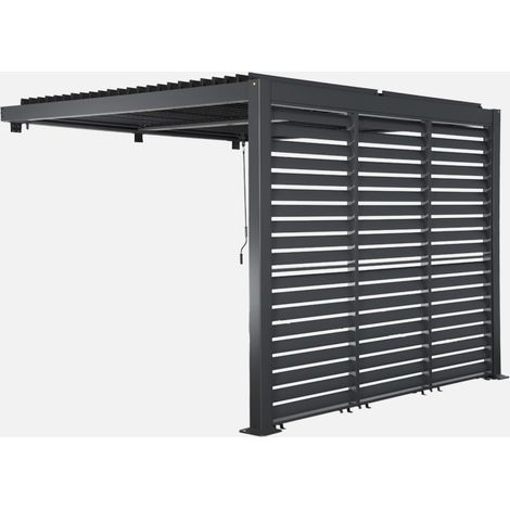 Pergola bioclimatica 3x3m in alluminio addossata + 3 persiane 1m con lamelle orientabili (1/4)