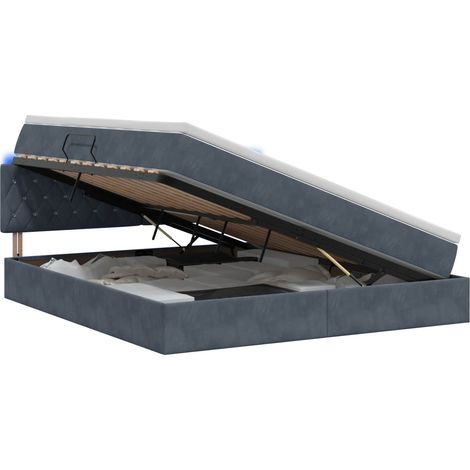 Maison Exclusive - LED-Speicherbett mit Matratze Dunkelgrau 140 x (1/5)