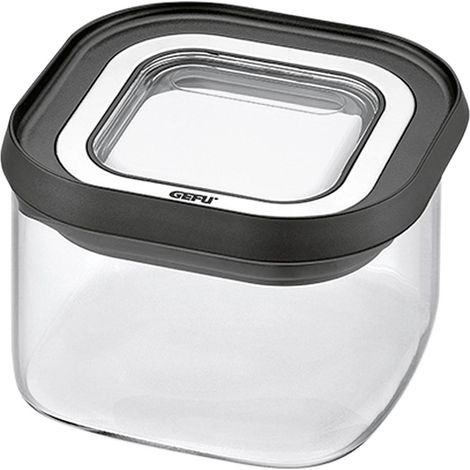 Gefu Vorratsdose Pantry, Frischhaltedose, stapelbar, Borosilikatglas, Edelstahl, Kunststoff, Schwarz, Silber, 400 ml, 12801 (1/3)