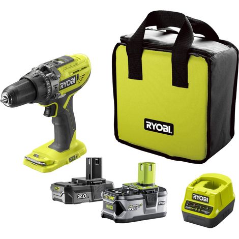 Perceuse-visseuse à percussion - 18V - R18PD3-242S - Perçage maçonnerie, bois, métal, vissage, éclairage LED - 2 batteries (4,0 Ah + 2,0 Ah) (1/5)