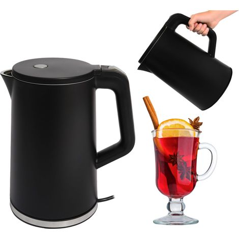 Bollitore elettrico da viaggio senza fili 1500W 1,7l girevole nero