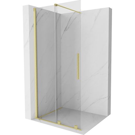 Mexen Velar Duschwand Walk-in 100 x 200 cm, transparent 8 mm, gebürstetes Gold