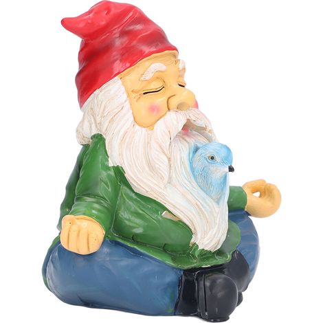 Nain méditant décoratif en résine, fait main, gnome zen pour jardin, terrasse ou cour (1/5)