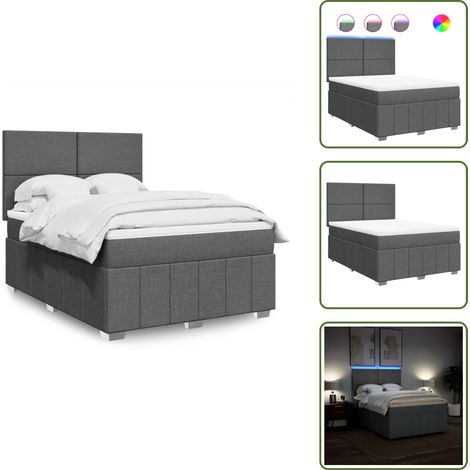 Boxspringbett mit Matratze Dunkelgrau 140x200 cm Stoff - Boxspringbett - Boxspringbetten - Bett - Bettgestell
