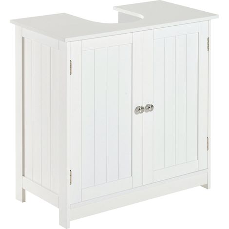 HOMCOM Basin Sink Vanity Cabinet Toilet Bathroom Shelf Door Storage Wooden (1/7)