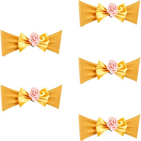 Set di 5 eleganti decorazioni in raso con fiocco - Oro intenso