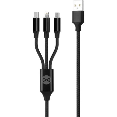 Forever USB-Kabel - USB Typ C / Micro-USB / Lightning 1 m schwarz 1 Stück. (1/3)