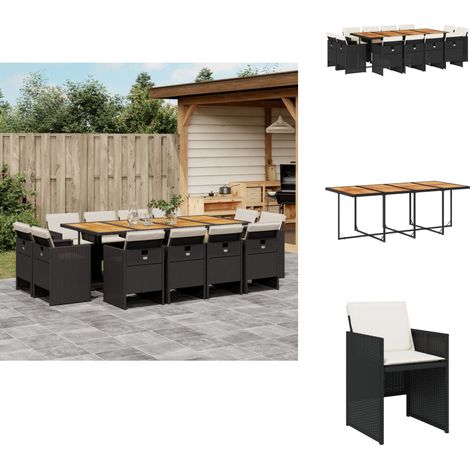 Ensemble à manger de jardin 13 pcs coussins noir résine tressée - Meubles De Jardin - Salon De Jardin - Set De Jardin - Table De Jardin - Chaises De Jardin (1/5)