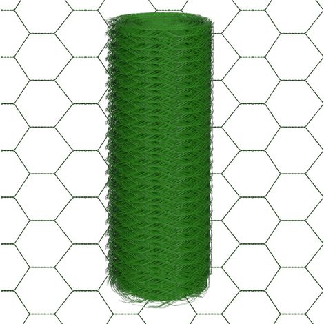 Grillage soudé - 0,5 m x 25 m - Tressage hexagonal - Taille du trou : 25 mm - Clôture de jardin revêtue de PVC pour la protection des plantes, des animaux domestiques, des fleurs, galvanisé (1/5)