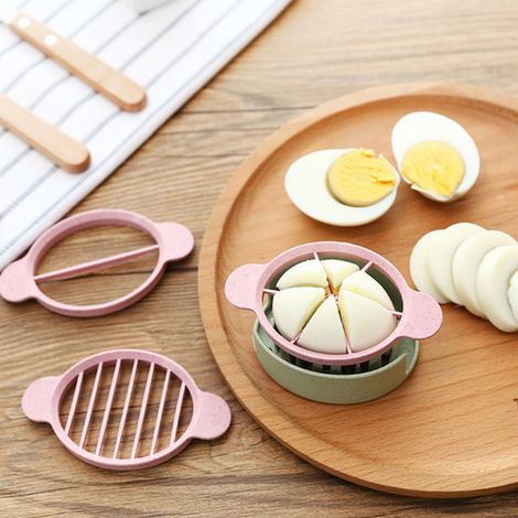 Egg Slicer - Wheat Straw - 3 In 1 Boiled Egg Cutter Divider - Kitchen Tool - 1 Piece (1/5)