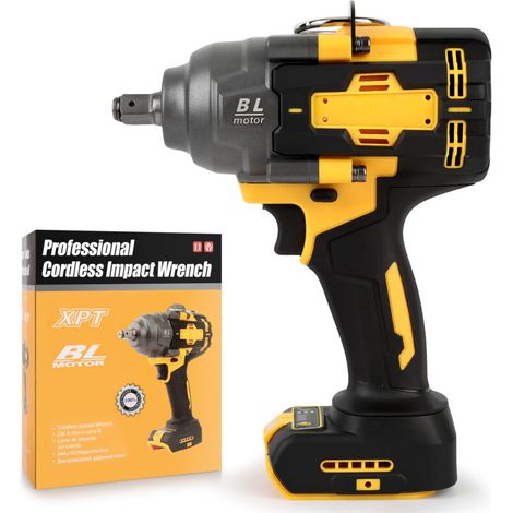 De-Walt 20V Cordless 3/4" Impact Wrench, High Power, Heavy Duty, Brushless, 3 Modes, 1/2" Impact Socket Adapter, for Car, Truck, RV, and Lawn Mower Tires (1/5)