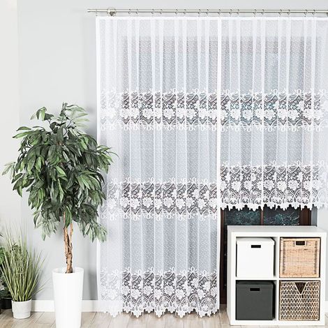 DEMETRIA - Fertiggardine aus Jacquard mit geradem Saum - 200x250 cm - weiß (1/5)