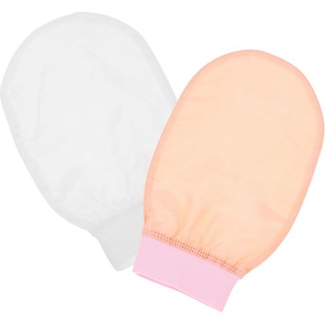 Exfoliating Body Gloves 2 Pieces Silky Synthetic Silk White