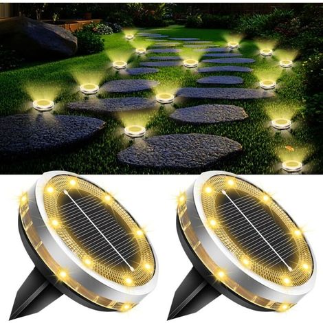 Solar outdoor lights, set of 2, waterproof, for driveways, paths, lawns, gardens and patios — warm white light (1/5)
