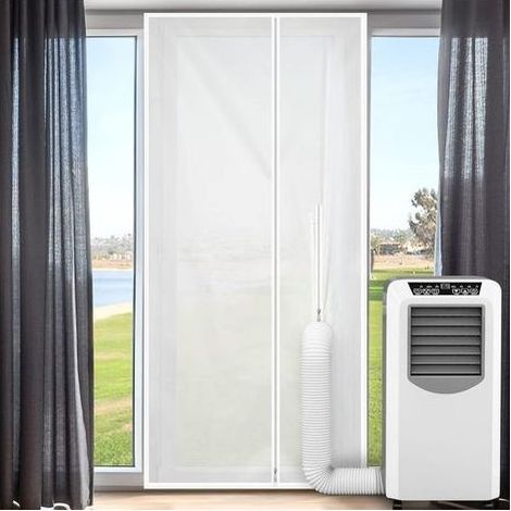 Junta de puerta para aire acondicionado portátil 90x210 cm – Poliéster 210D impermeable – Fácil instalación sin taladrar – Resistente a insectos y rayos UV (1/4)