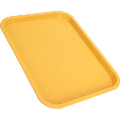 Plateau de restauration rapide rectangulaire en polypropylène épais antidérapant et multifonctionnel pour restaurants et cantines - Jaune (1/5)