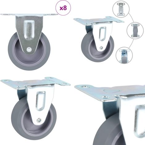 8 Stk. Bockrollen 75 mm - Bockrollen - Lenkrollen - Rollensatz - Schubladenführung - Tischgestell - Home & Living (1/5)