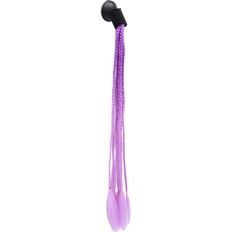 Casque de moto dégradé, style punk, avec couettes et ventouses. Couleurs : violet foncé et violet clair. (1/5)