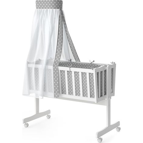 Lit bébé Noah, Blanc, 40x90 avec des roues, Vitalispa (1/5)