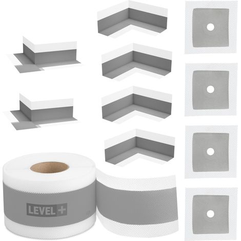 LEVEL+ Bandset Dusche Balkon Dichtband Dichtbahn Duschelement Ecken Profi SET G7 (1/5)