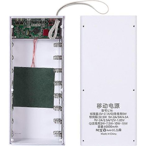 Bloc d'alimentation portable avec support de piles 18650 amovible et étui de rangement (1/4)