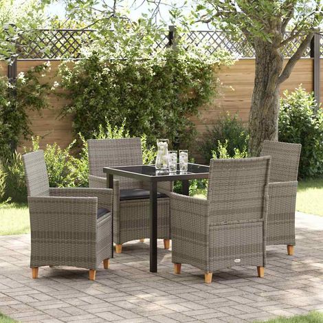 Conjunto de Comedor de Jardín 5 pcs Gris ratán sintético vidaXL (1/5)