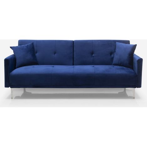 Modus Sofà – Canapé convertible 3 places clic clac en velours doux – Cadre en bois d'eucalyptus – Dimensions 191x91x77 cm – Lit 102x174 cm (1/5)