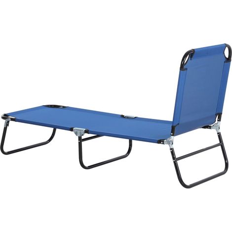 Tumbona De Jardín Con Respaldo Ajustable, Acero, Azul, 188X56X28Cm, Ideal Para Jardín Y Balcón