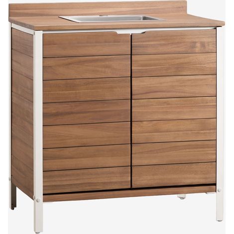 Module de rangement avec évier pour cuisine extérieure en bois d'acacia et aluminium Reggie SKLUM (1/5)