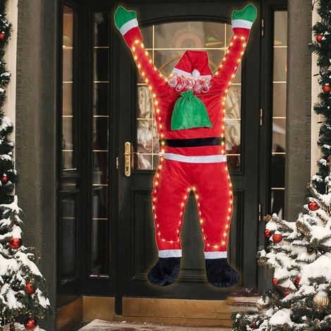 Papá Noel colgante, decoración navideña, decoración de pared, Papá Noel trepador, luces navideñas, Papá Noel con luces LED, decoración navideña para interiores y exteriores (1/5)