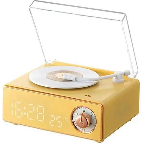 Neu eingetroffen: Retro-Plattenspieler mit Wecker und Lautsprecher (1/5)